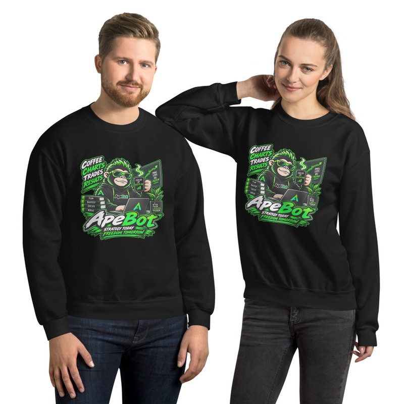 Coffee & Charts Crewneck â€” ApeBot design mockup